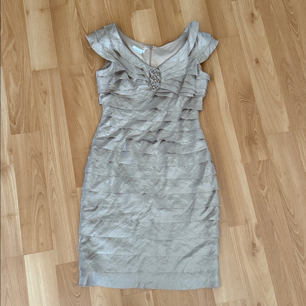 London Times Layered Mini Cocktail Dress